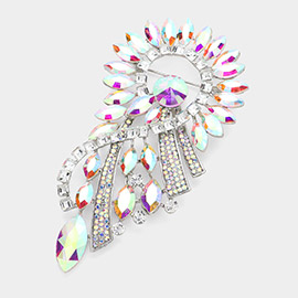 Marquise Stone Cluster Embellished Abstract Pin Brooch