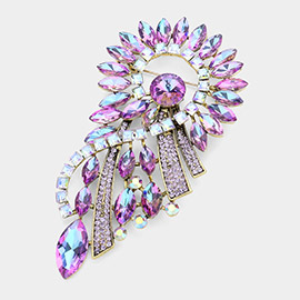 Marquise Stone Cluster Embellished Abstract Pin Brooch