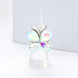 Butterfly Crystal Stone Cluster Stretch Ring
