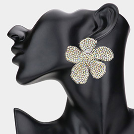 Rhinestone Paved Flower Earrings
