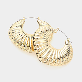 Textured Metal Hoop Pin Catch Earrings