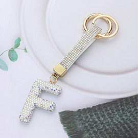 Bling Studded Initial F Keychain