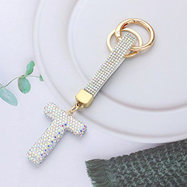 Bling Studded Initial T Keychain