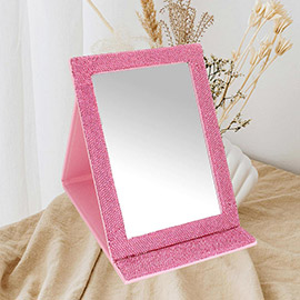Bling Studded Folding Makeup Mirror