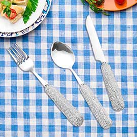 3PCS - Stainless Steel Bling Studded Cutlery Utensils