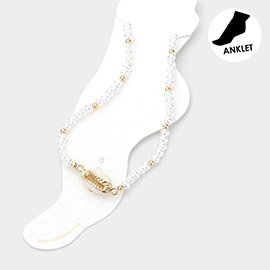 Puka Shell Pointed Pearl Anklet