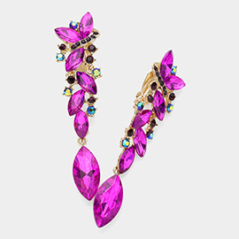 Marquise Crystal Drop Clip On Earrings