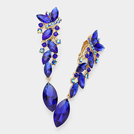 Marquise Crystal Drop Clip On Earrings