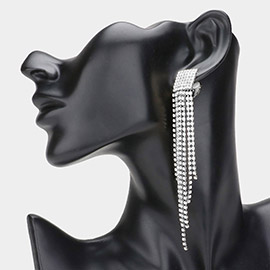 Rhinestone Paved Fringe Clip On Evening Earrings