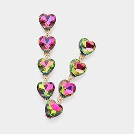 Heart Stone Cluster Link Dropdown Evening Earrings