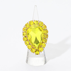 Crystal Rhinestone Teardrop Stretch Cocktail Ring