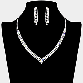 Rhinestone Paved V Shaped Necklace