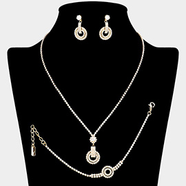 CZ Rhinestone Paved Jewelry Set