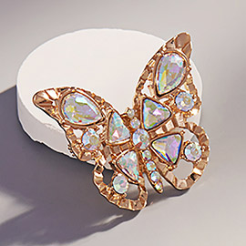 Multi Stone Embellished Butterfly Pin Brooch