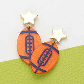 Glittered Resin Game Day Football Dangle Earrings