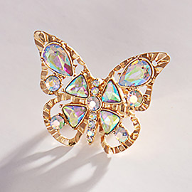 Multi Stone Embellished Butterfly Stretch Ring