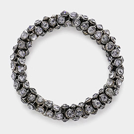 Round Stone Bezel Stretch Evening Bracelet