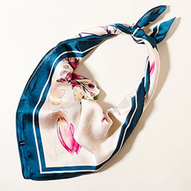 Botanical Flower Butterfly Printed Scarf