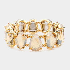 Teardrop Glass Stone Cluster Stretch Evening Bracelet