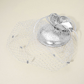 Feather Mesh Bow Fascinator / Headband