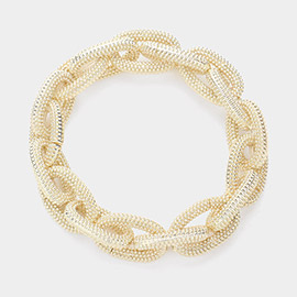 Textured Metal Chain Link Stretch Bracelet