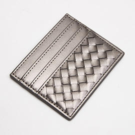 Faux Leather Basket Weave Card Holder Wallet