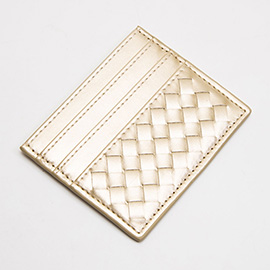 Faux Leather Basket Weave Card Holder Wallet