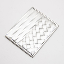 Faux Leather Basket Weave Card Holder Wallet
