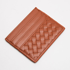 Faux Leather Basket Weave Card Holder Wallet