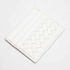 Faux Leather Basket Weave Card Holder Wallet