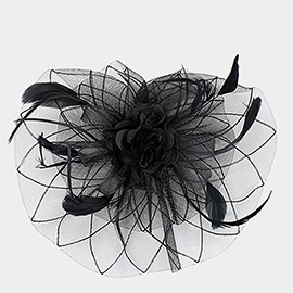 Mesh Feather Flower Fascinator / Headband