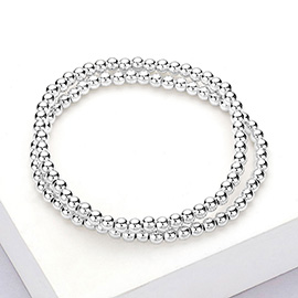 2PCS - Stainless Steel Ball Stretch Multi Layered Bracelets