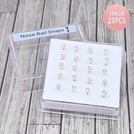 20PCS - 3mm Round Clear CZ Nose Pins