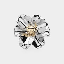 Metal Flower Adjustable Ring