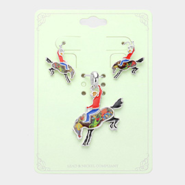 Enamel Cowboy Horse Pendant Set