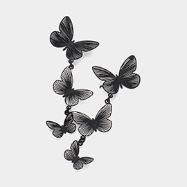 Metal Cutout Triple Butterfly Link Dropdown Earrings