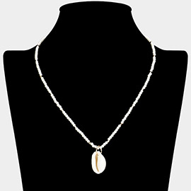 Puka Shell Pendant Pearl Necklace