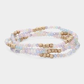 4PCS - Faceted Beaded Multi Layered Bracelets