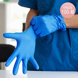 1PACK(100Count) - Envelicus Eclipse Blue 4mil Industrial Nitrile Gloves Size Medium