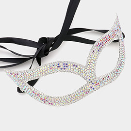 Rhinestone Pave Cat Eye Masquerade Mask