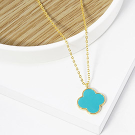 Gold Dipped Quatrefoil Pendant Necklace