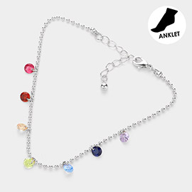 Round Multi Colored Stone Station Anklet