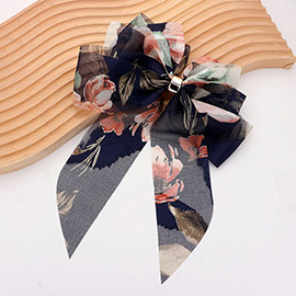 Oversized Sheer Floral Print Bow Barrette