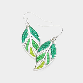 Seed Beaded Leaf Dangle Earrings