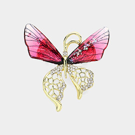 Rhinestone Embellished Butterfly Pin Brooch