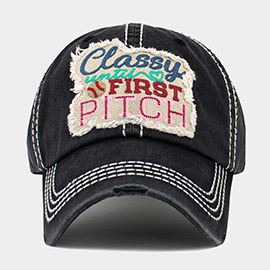 CLASSY WITH FIRST PITCH Message Vintage Baseball Cap