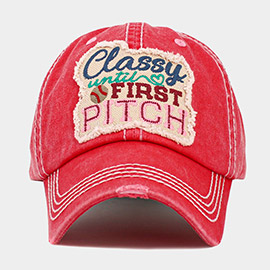 CLASSY WITH FIRST PITCH Message Vintage Baseball Cap