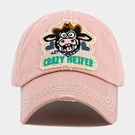 CRAZY HEIFER Message Cow Vintage Baseball Cap