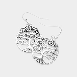 Metal Tree Of Life Dangle Earrings