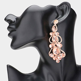 Teardrop Stone Cluster Embellished Chandelier Evening Earrings